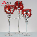 Clear Riser candlesticker Red Long Stem Candle Holder